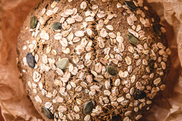 Whole Grain Traditional Rye Bread in Parchment Paper