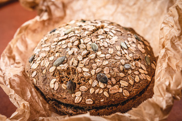 Whole Grain Traditional Rye Bread in Parchment Paper