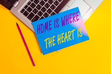 Conceptual hand writing showing Home Is Where The Heart Is. Concept meaning Your house is where you...