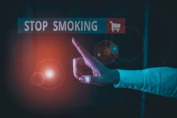 Word writing text Stop Smoking. Business photo showcasing the process of discontinuing or quitting...