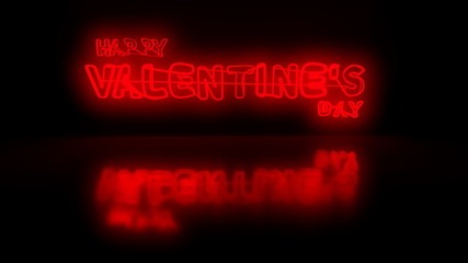 Happy Valentine's Day message written by retro neon light tube lettering. Abstract concept 3d illustration