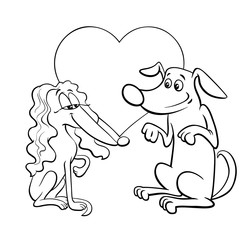 valentine card with dogs in love color book