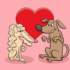 valentine card with dog characters in love