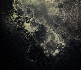 Reflection of colors in water isolated on black background, effect nebula texture 