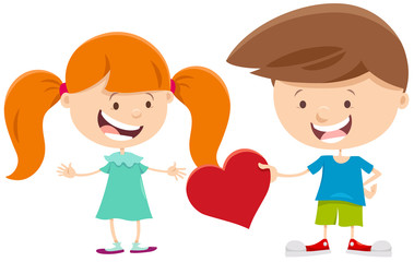 valentine card with cute cartoon children
