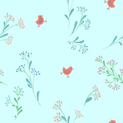 Easter eggs seamless pattern. Mint Easter banner background. Paschal bunny. Holidays herbal decoration. Easter celebration blush flowers. Gift wrap wallpaper. Blossom spring decorative floral art.