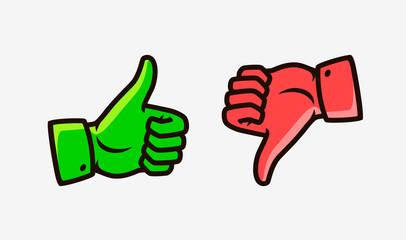 Thumbs up and down icons. Like, Dislike symbol vector