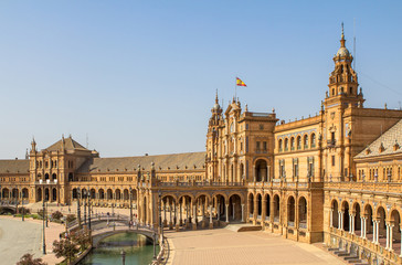 Obraz na płótnie Canvas Panoramic view of the Plaza de España, Seville, Spain