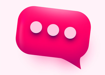 Pink glossy speech bubble illustration. Social network communication concept.