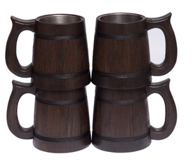 Beer mugs on a white neutral background.