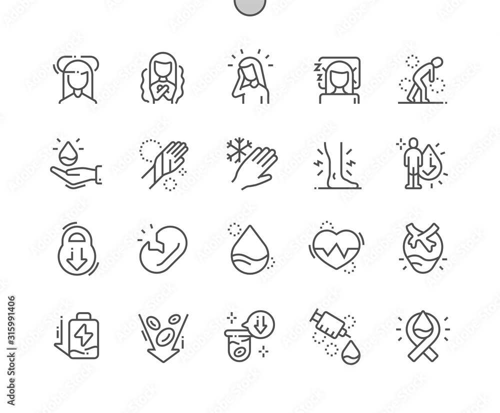 Poster anemia well-crafted pixel perfect vector thin line icons 30 2x grid for web graphics and apps. simpl