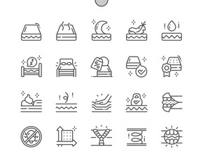 Mattress Well-crafted Pixel Perfect Vector Thin Line Icons 30 2x Grid for Web Graphics and Apps. Simple Minimal Pictogram