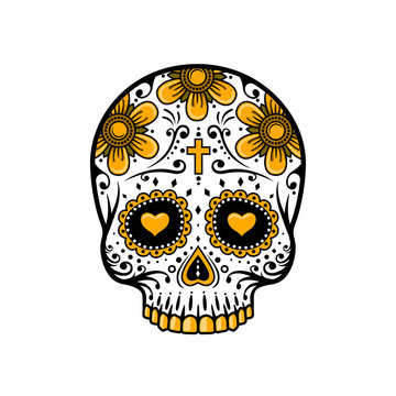 Day Of The Dead Skull. sugar flower tattoo.