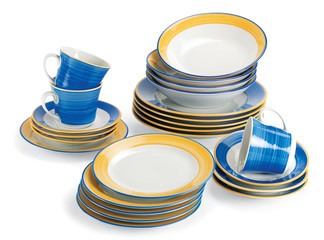 plates which yellow blue
