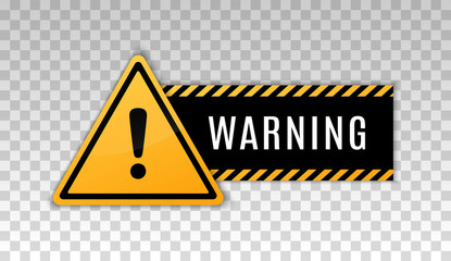 Warning caution board to attract attention. Exclamation mark. Danger sign. Triangle frame. Precaution message on banner. Alert icon. Vector text danger. Concept caution dangerous areas. Clipart hazard