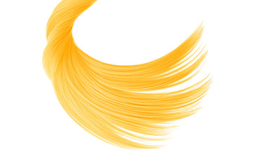 Blond hair isolated on white background. Long ponytail