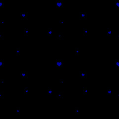 Black seamless pattern blue hearts valentine's day template background. can be used as wrapping paper, background, fabric print, web page backdrop, wallpaper.