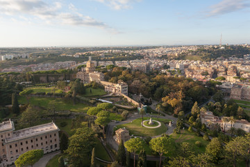 Vatican city gandens aerial view, Rome.