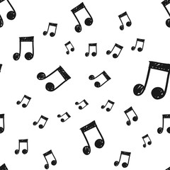 Obraz premium Music note doodles seamless pattern. Musical melody icon texture.