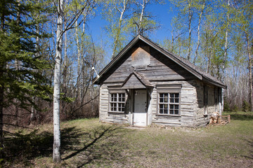 Fototapeta na wymiar Abandoned cabin in the forest