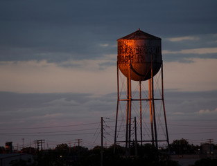 Sunset on the water tower