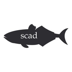 The figure shows a scad fish black silhouette.