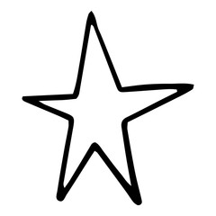 black hand drawn doodle star in isolated on white background