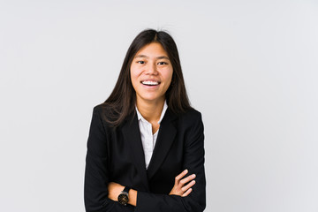 Young asian business woman laughing and having fun.