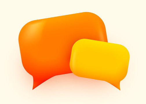Orange glossy speech bubble illustration. Social network communication concept.