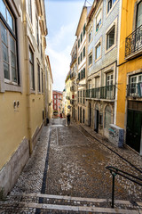 Fototapeta na wymiar Lisbon Narrow Street in Bairro Alto