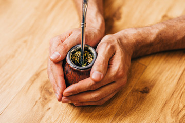Mate in a traditional calabash gourd - dried leaves of yerba mate