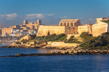 Fort Manoel on the Manoel island in Gzira at sunrise, Malta.