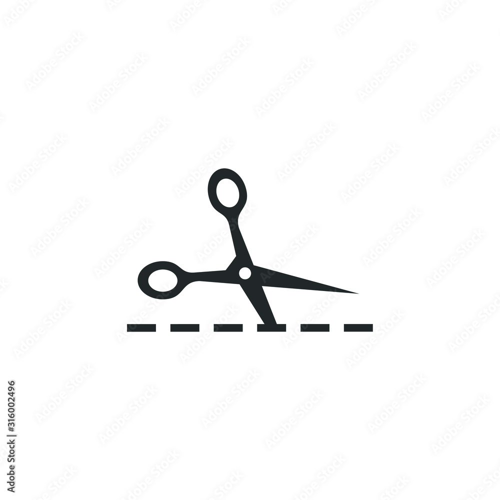 Poster Scissors cut line icon template color editable. Scissors cut line symbol vector sign isolated on white background illustration for graphic and web design.