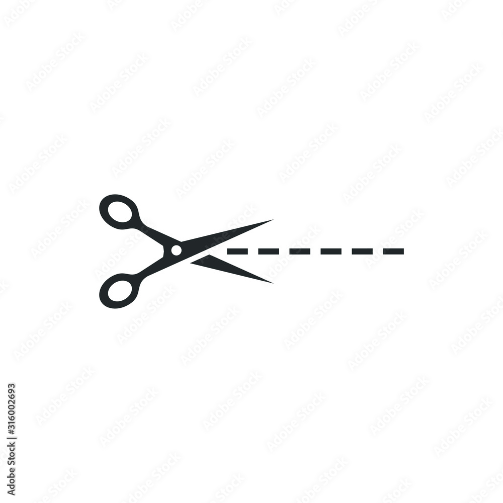 Aufkleber Scissors cut line icon template color editable. Scissors cut line symbol vector sign isolated on white background illustration for graphic and web design.