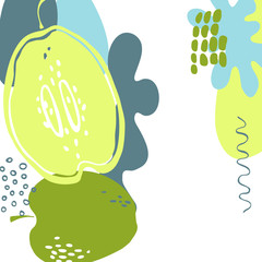 Vector background with  hand drawn fruits. Sketch  illustration.