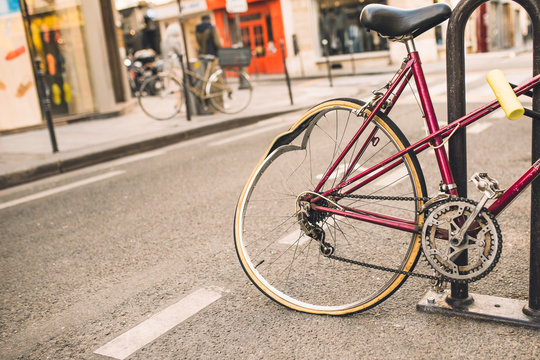 broken bike with a crumpled wheel - the result of a traffic accident