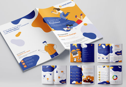 Bright Brochure Layout with Vector Character Illustrations