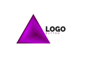 Triangle icon geometric logo template. Minimal geometrical design, 3d geometric bold symbol in relief style with color blend steps effect. Vector Illustration For Button, Banner, Background