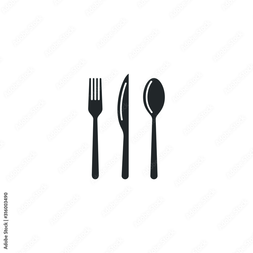 Poster restaurant icon template color editable. fork knife spoon symbol vector sign isolated on white backg