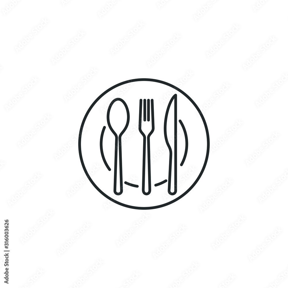 Aufkleber restaurant icon template color editable. fork knife spoon symbol vector sign isolated on white backg
