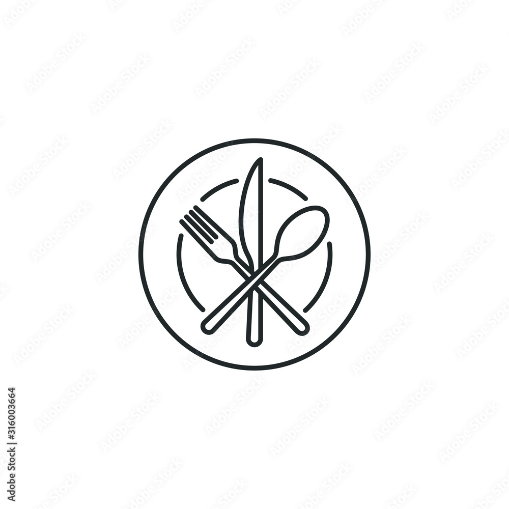 Poster restaurant icon template color editable. fork knife spoon symbol vector sign isolated on white backg