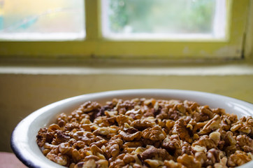 nuts on a table close-up