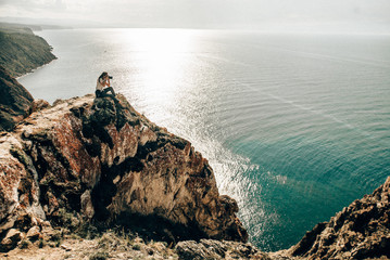 Baikal sea beach with rock 