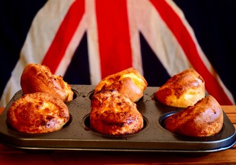 Yorkshire puddings and a British flag
