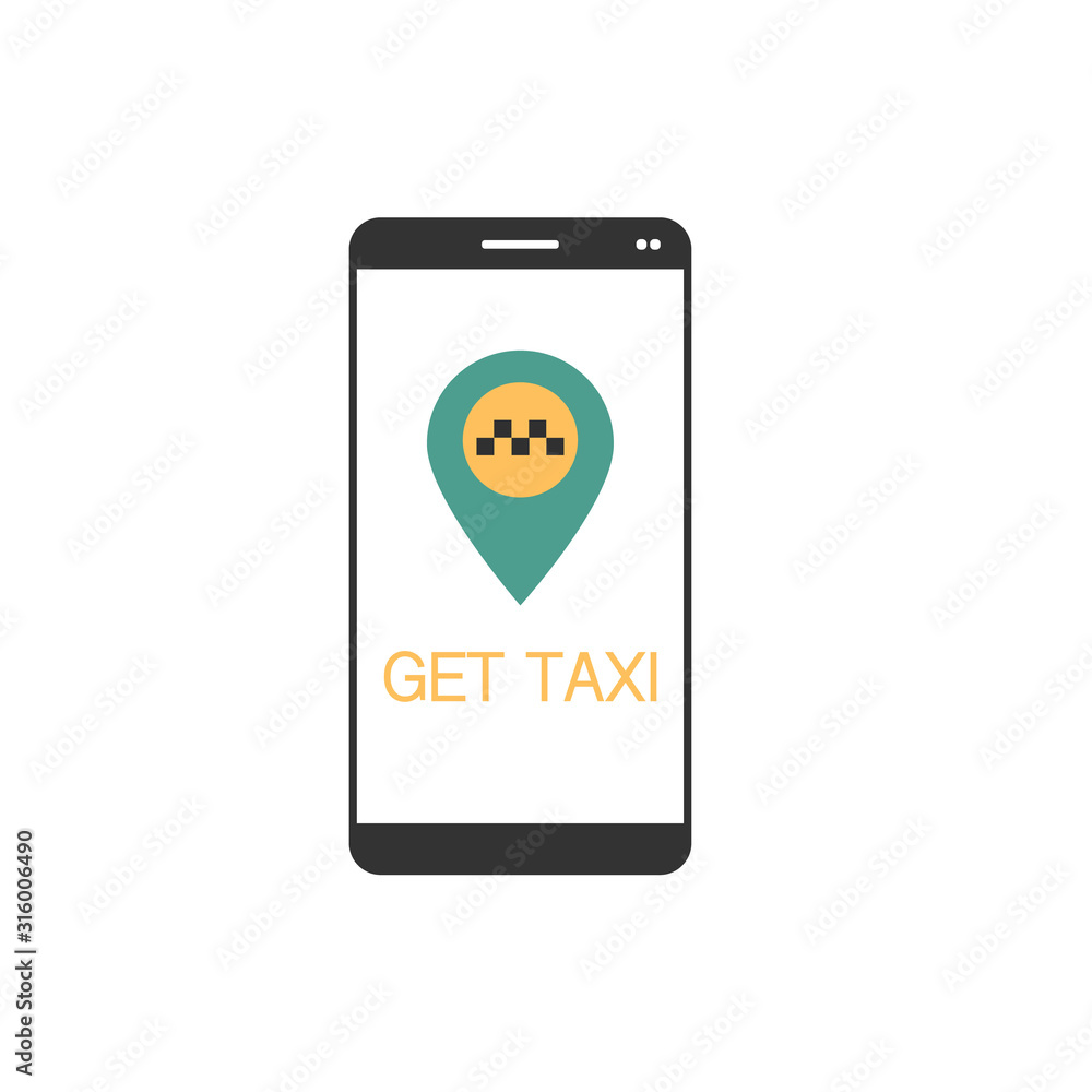 Poster modern vector flat mobile app design set of taxi booking. onboarding screens and button for online t