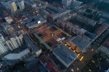 Christmas light installation on Independence Square in Podgorica