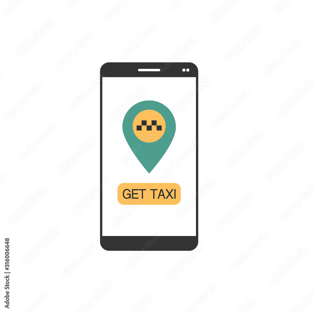 Poster modern vector flat mobile app design set of taxi booking. onboarding screens and button for online t
