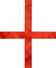 Obraz premium red satin ribbon cross to cross on white background