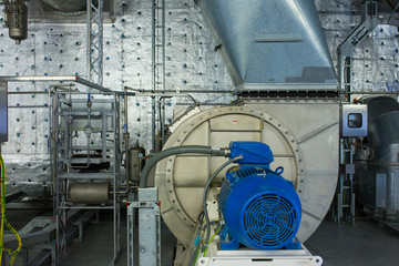 Systems of the microclimate support at a large industrial site. Air pipelines inlet and exhaust. Fans and air conditioning. Systems of control of pressure, humidity, temperature.