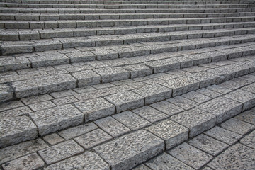 Many geometric gray stone stairs